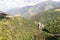 View of the Gisclard Bridge and Pyrénées-Orientales mountains