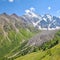 View of the glacier and the slopes of nearby mountains