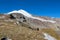 View on the glaciers on the mount Elbrus on a sunny day, Russia