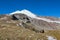 View on the glaciers on the mount Elbrus on a sunny day, Russia