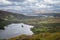 View of Glanmore Lake in Healy Pass to Mountains on Iveragh Peninsula, County Kerry