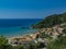 View of Glyfada beach in Greece island of Corfu during the september months