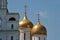 View of the golden domes of the Assumption Cathedral of the Kremlin in Moscow