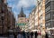 View of the Golden Gate, Prison Tower and tourists and local people strolling on the Long Lane at the Old Town in Gdansk