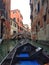 View from a gondola in venice through the canals
