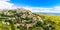 View of Gordes, a small medieval town in Provence, France. A view of the ledges of the roof of this beautiful village and