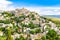 View of Gordes, a small medieval town in Provence, France. A view of the ledges of the roof of this beautiful village and