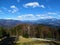 View of Gorenjska, Slovenia with peak of Karawanks mountains covered in snow