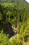 View into the gorge of the Archbach near the Stuiben waterfalls on a beautiful summer day