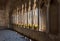 View of gothic cloister columns of Villa Rufolo in Ravello, Amalfi Coast, Campania