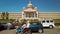 View of Government office building Suvarna Vidhana Soudha in sunny day.