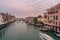 View of grand canal from Scalzi Bridge Ponte degli Scalzi in the morning, Venice, Italy