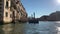 View of the Grand Canal in Venice, Italy. Gondoliers on gondolas