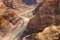 View of grand canyon cliffs and colorado river