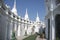 View of grand, whitewashed stupa in Wat Prayoon, Bangkok