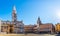 View at the Grande place with Cathedral tower Ghirlandina and City hall in Modena - Italy