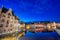 View of Graslei quay and Leie river in the historic city center in Gent, Belgium. Architecture and landmark of Ghent in spring