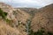 View of Gravina river canyon and park of the Rupestrian Churches of Matera