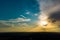 View from a great height of the earth, the horizon and the blue sky