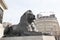 view of great lion sculpture in london square uk