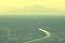 View of great volcano Vesuvius from Mediterranean Sea, Naples, Italy