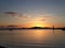 The view of Greek Islands with Red Sunset Background