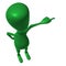 View green 3d puppet mimicking pointing finger