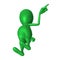 View green 3d puppet mimicking pointing finger