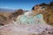 View of the green, blue and purple rocks of Artistâ€™s Palette in Death Valley National Park