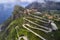 View at green cliff with statue in Maratea town in Italy
