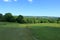 A view of the green fields and pastures around the Westerham countryside