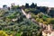 View of green gardens and wall of Giardino Bardini