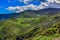 View of the green mountains from the Wings of Tatev cable car. Picturesque views. Armenia 2019