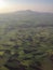 View of green patchwork farmland of Ethiopia, Africa from an airplane