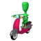 View green puppy ride on pink scooter