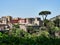 View from green Villa Gregoriana park of cute antique Roman temple in Tivoli April 25, 2018 Tivoli, Italy - EUrope