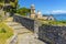 A view from the grounds of Doria Castle towards the Church of San Lorenzo in Porto Venere, Italy