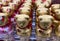 View on group golden chocolate christmas bears in german supermarket