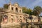 View of Grutesco gallery and Mercury pond at Seville Royal Alcazar gardens.