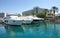 View of the Gulf of Eilat with luxury yachts. On the yacht you can sunbathe, jump into the open sea and enjoy drinks and fruits