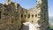 View of Gunibsky fortress. Protective wall and gates of Gunib. Russia, Republic of Dagestan