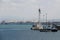 View of Haifa`s Port, Cranes, Boats, Ships and equipment.