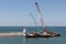 View of Haifa`s Port, Cranes, Boats, Ships and equipment.