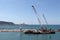 View of Haifa`s Port, Cranes, Boats, Ships and equipment.