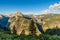 View of Half Dome, Yosemite Valley, Vernal and Nevada Falls from the Glacier Point in the Yosemite National Park, California, USA