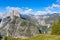 View of Half Dome, Yosemite Valley, Vernal and Nevada Falls from the Glacier Point in the Yosemite National Park, California, USA