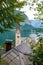 View of Hallstatt Christuskirche church bell tower