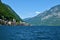 View of Hallstatt town at the shore of HallstÃ¤tter See with Dachstein mountains