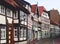 View of Hameln old town with market square and traditional german houses, Lower Saxony, Germany
