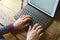 View of Hands of a Male Child Types on a Tablet Keyboard - Homeschool - Stay at Home - Quarantine